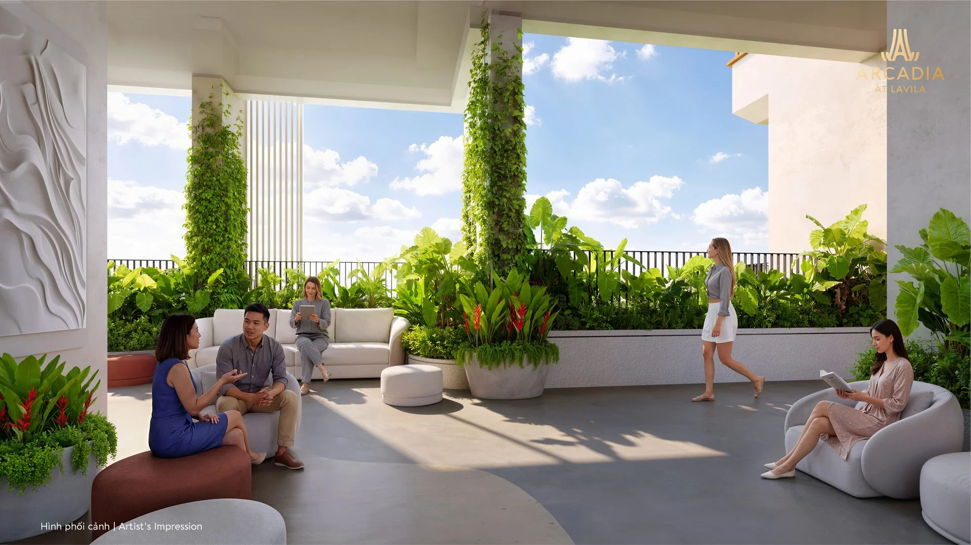 Mặt bằng bóc tách 3D thiết kế căn hộ 1 phòng ngủ 45.18m2 Ava Aurora