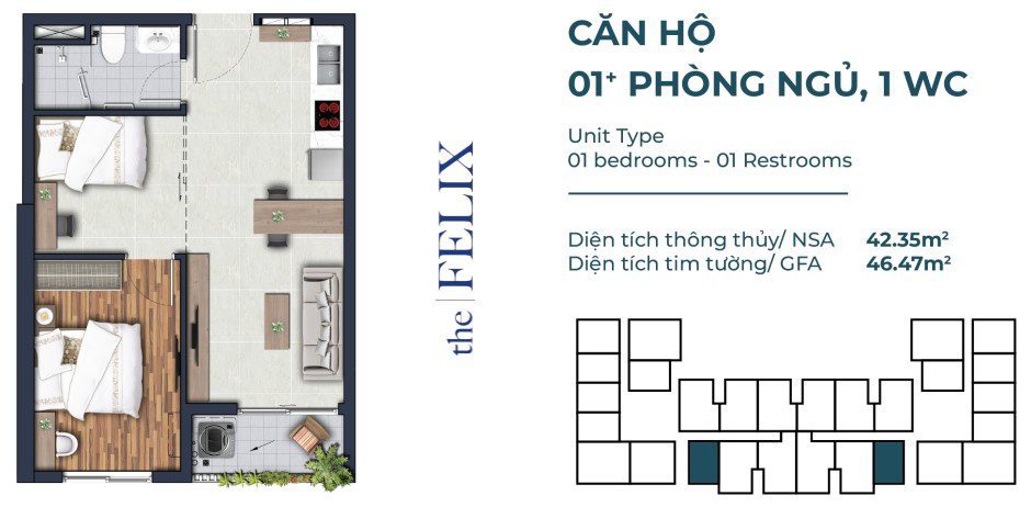 Thiết kế căn hộ 1PN 2PN tối ưu không gian sống cho gia đình trẻ tại Quận 8