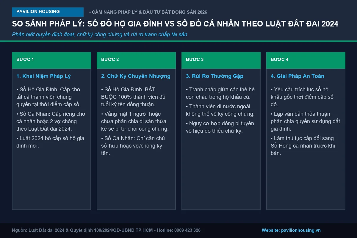 SO SÁNH PHÁP LÝ: SỔ ĐỎ HỘ GIA ĐÌNH VS SỔ ĐỎ CÁ NHÂN THEO LUẬT ĐẤT ĐAI 2024