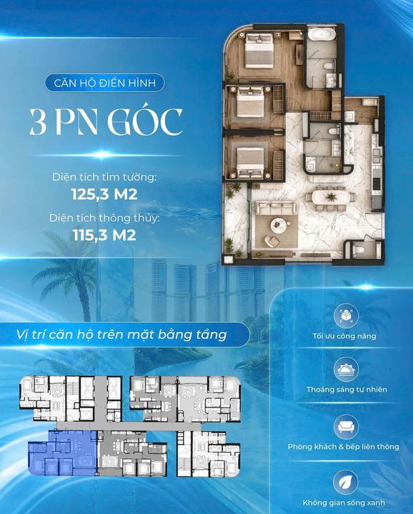 Palm River - Layout căn hộ Duplex Penthouse