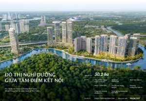 Phối cảnh Palm City Quận 2 nhìn từ trên cao với không gian đô thị ven sông