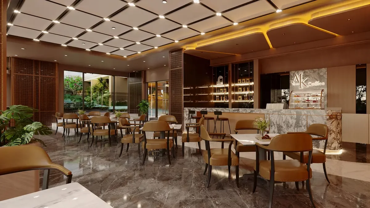 Khu cà phê sang trọng và không gian lounge thư giãn nội khu A&K Tower
