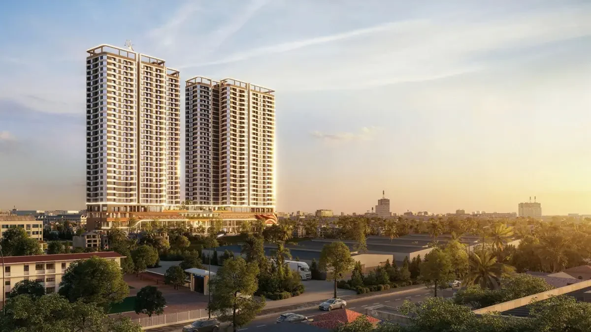 Phối cảnh hai tòa tháp A&K Tower đón nắng ban mai