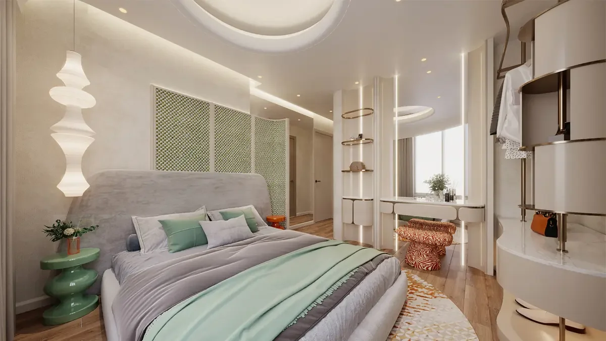 Phòng ngủ Master căn hộ mẫu A&K Tower tràn ngập ánh sáng tự nhiên