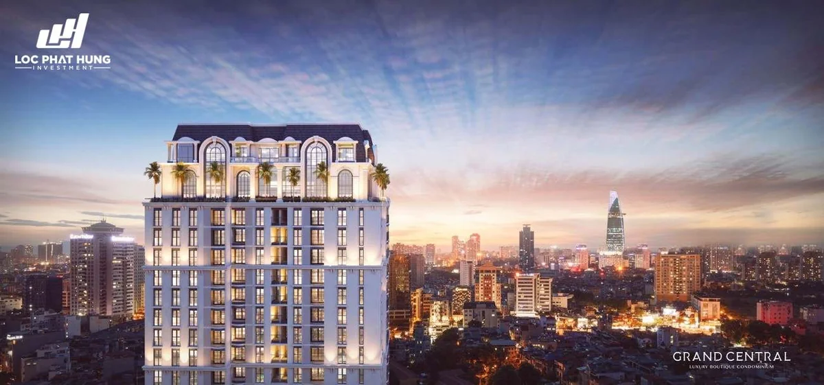 Không gian phòng khách căn hộ mẫu dát vàng tinh tế Grand Central Không gian phòng khách căn hộ mẫu dát vàng tinh tế Grand Central