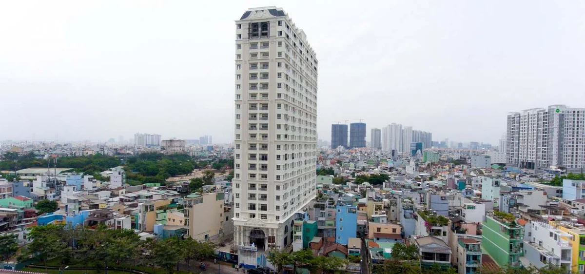 Khu căn hộ cao cấp Grand Riverside Bến Vân Đồn Quận 4 - Hình ảnh thực tế số 1 phối cảnh kiến trúc tiện ích hồ bơi mặt bằng căn hộ