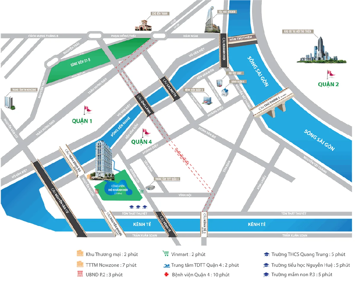 Khu căn hộ cao cấp Grand Riverside Bến Vân Đồn Quận 4 - Hình ảnh thực tế số 3 phối cảnh kiến trúc tiện ích hồ bơi mặt bằng căn hộ