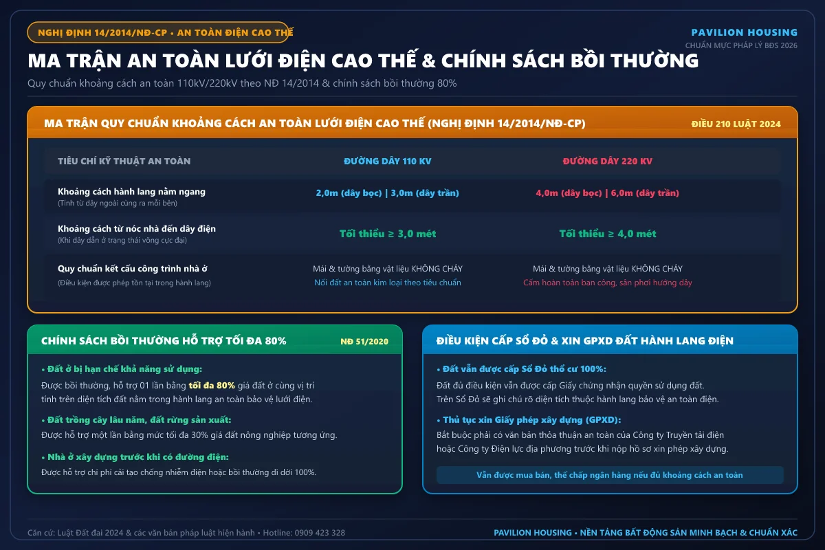 ĐIỀU KIỆN CẤP SỔ ĐỎ & XÂY DỰNG ĐẤT TRONG HÀNH LANG AN TOÀN LƯỚI ĐIỆN CAO THẾ