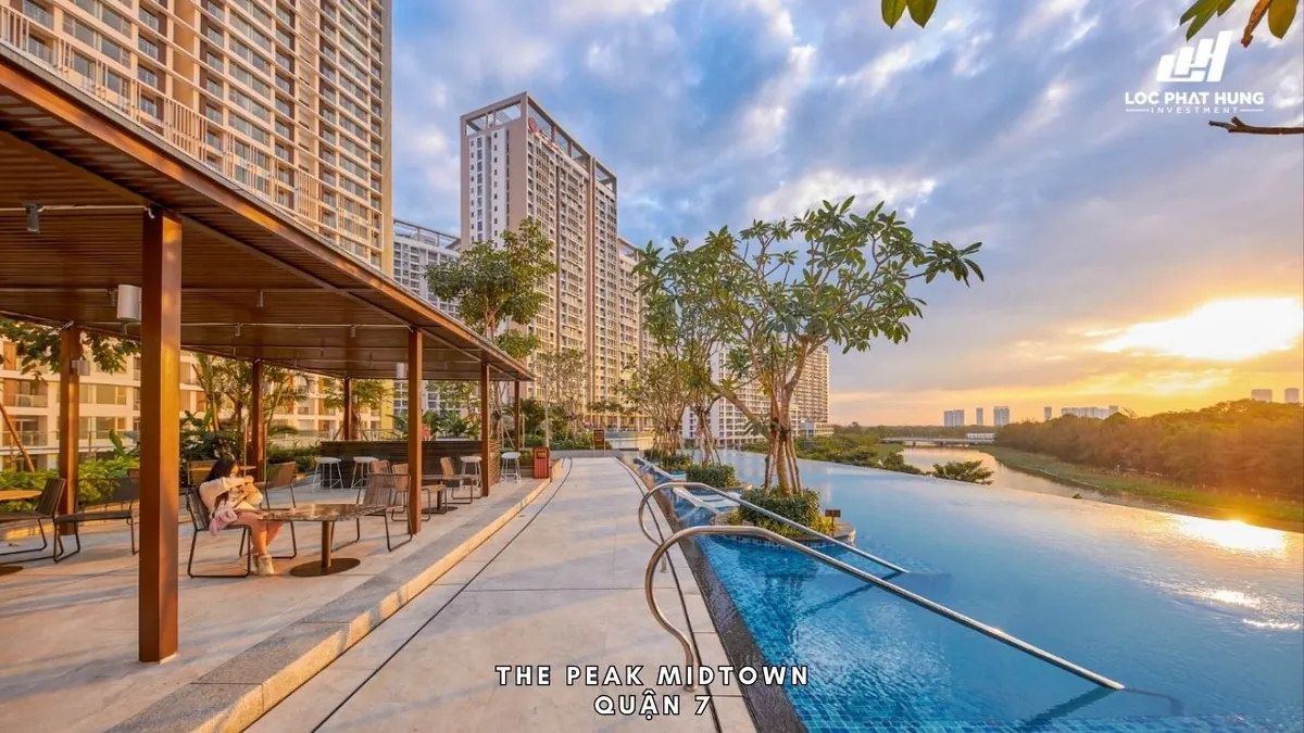 Khu phức hợp cao cấp Midtown The Peak Phú Mỹ Hưng Quận 7 - Hình ảnh thực tế số 12 phối cảnh kiến trúc tiện ích hồ bơi mặt bằng căn hộ