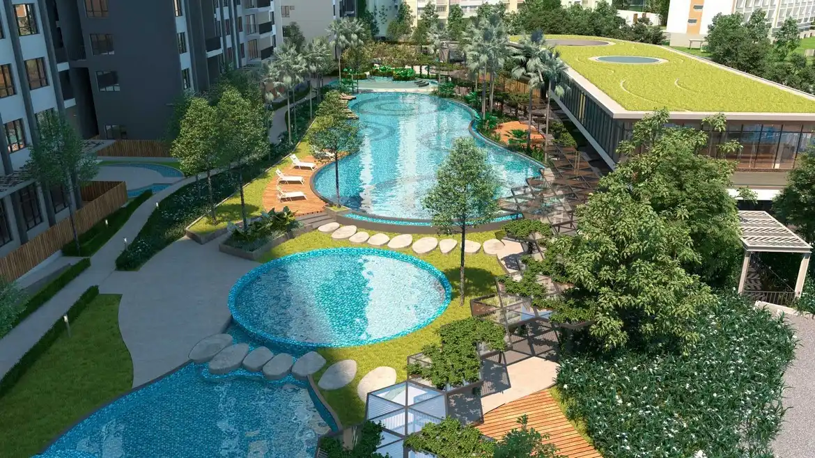 Mặt bằng quy hoạch tổng thể các khối tháp Palm Springs Keppel Land - Dự án Palm Springs Nam Rạch Chiếc