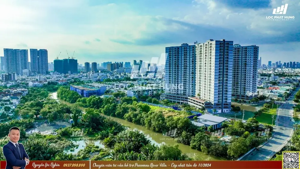 Phối cảnh biệt thự trên không Panomax River Villa ven sông Rạch Bà Bướm