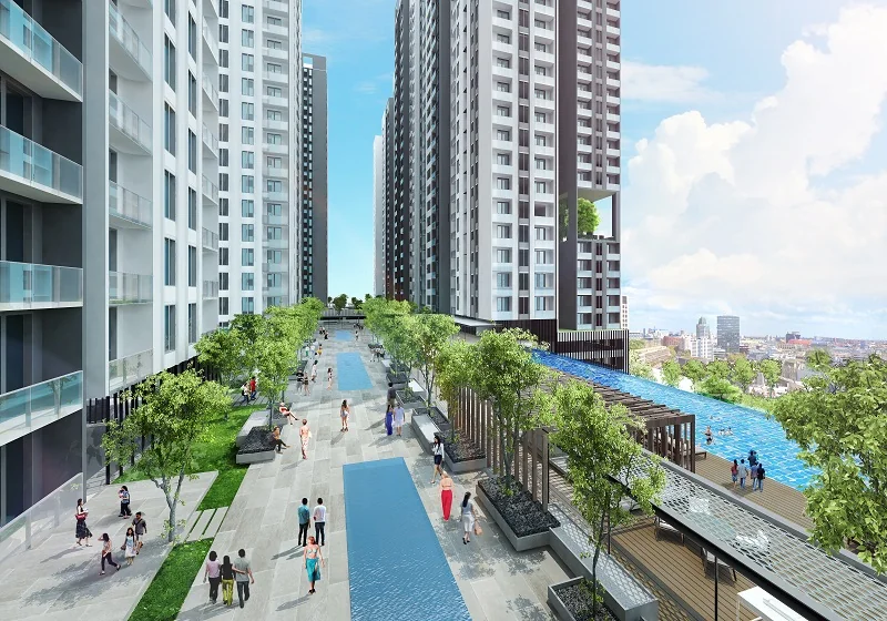 Khu phức hợp cao cấp The Gold View 346 Bến Vân Đồn Quận 4 - Hình ảnh thực tế số 1 phối cảnh kiến trúc tiện ích hồ bơi mặt bằng căn hộ