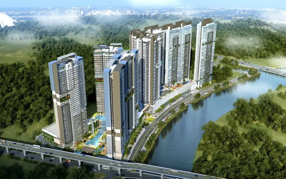 Phối cảnh tổng thể tháp căn hộ The Loft Riviera Point Keppel Land