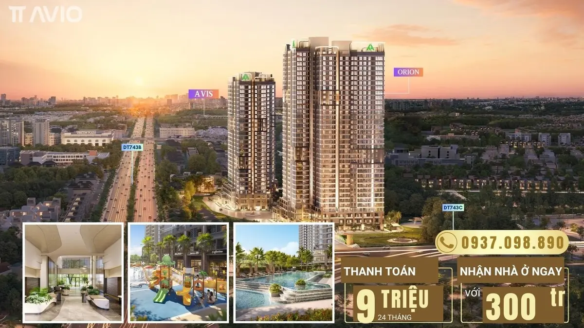 Phối cảnh tổng thể tòa tháp đôi căn hộ phong cách Nhật TT Avio Dĩ An - Dự án TT Avio Dĩ An