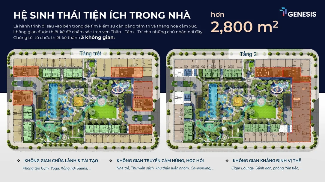 Hệ thống tiện ích trong nhà sang trọng TT Genesis Không gian tiện ích trong nhà sang trọng hơn 2800m2 tại TT Genesis