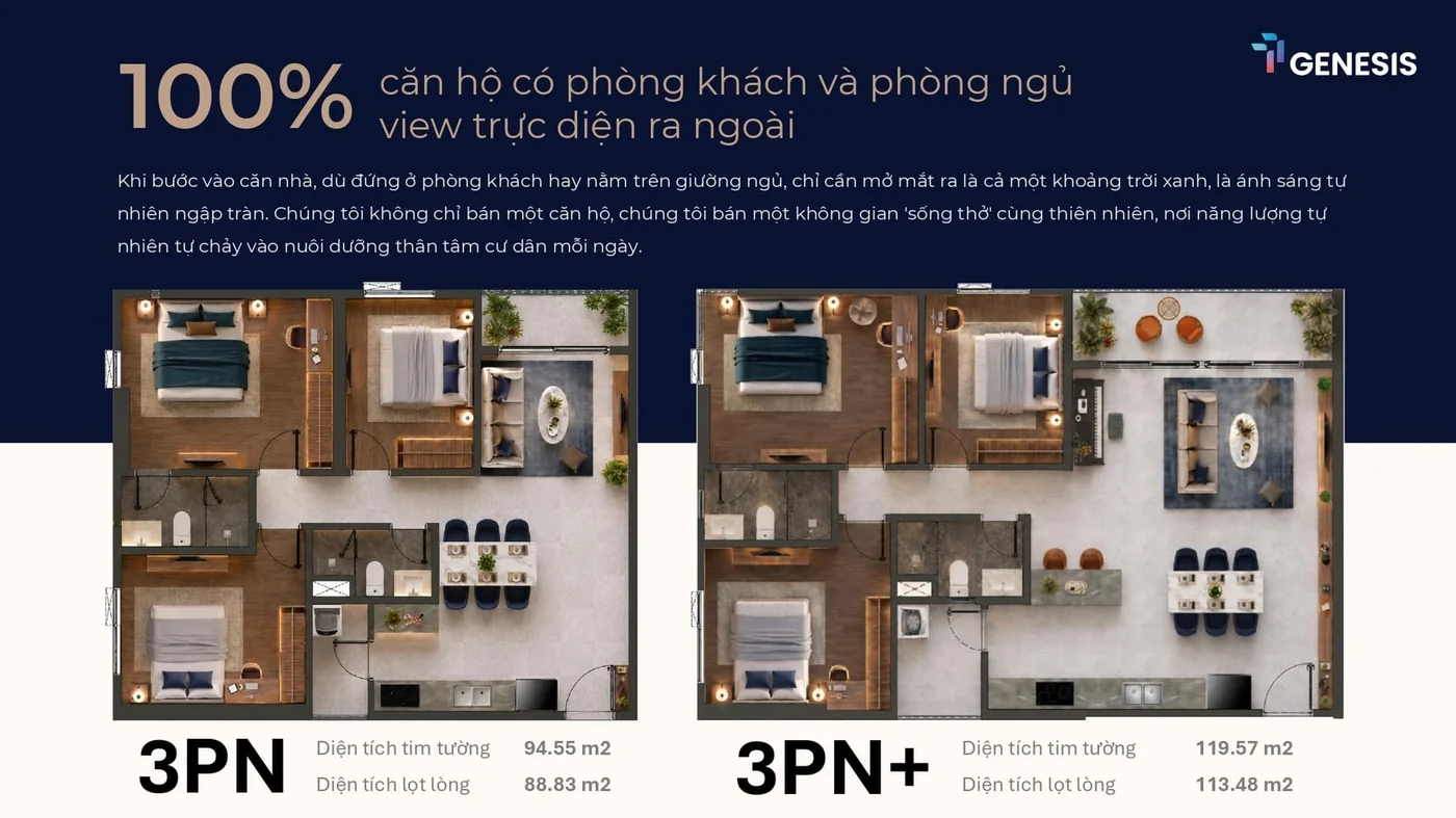 Mặt bằng Layout căn hộ 3 phòng ngủ TT Genesis Layout chi tiết thiết kế căn hộ 3 phòng ngủ diện tích lớn TT Genesis