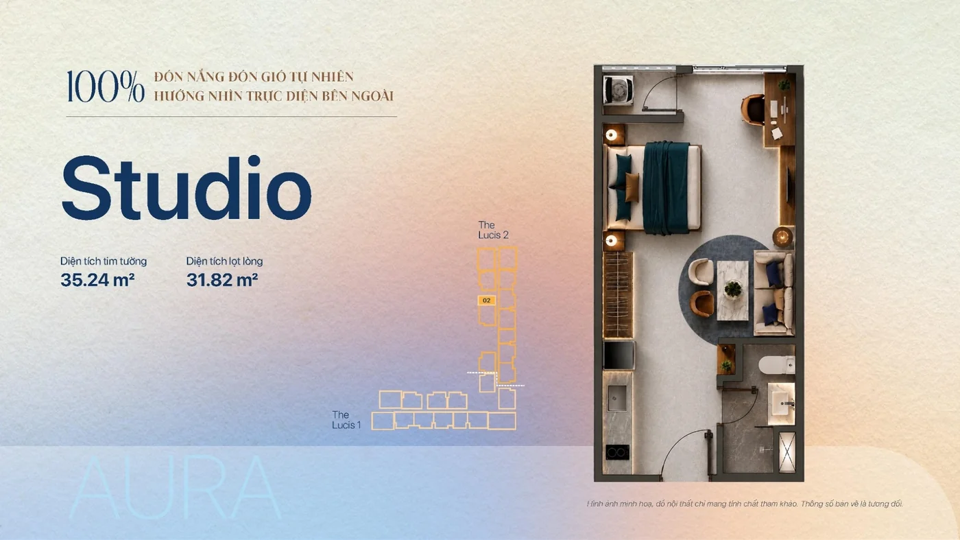 Layout căn hộ Studio tháp Lucis TT Genesis Thiết kế layout chi tiết căn hộ Studio tháp The Lucis TT Genesis