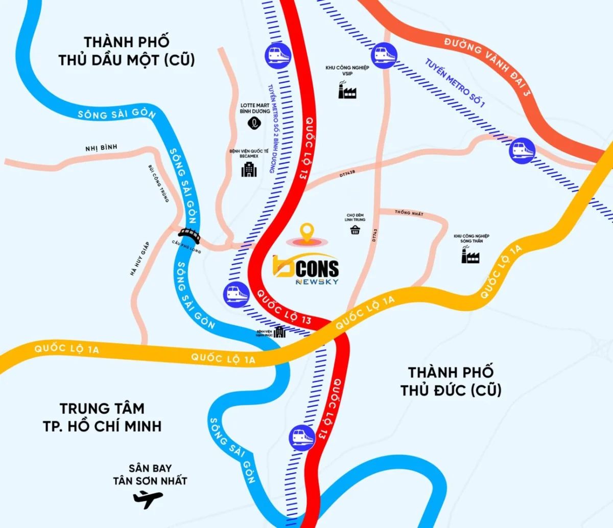 Bản đồ vị trí chiến lược dự án Bcons NewSky tại Phường Lái Thiêu Thuận An