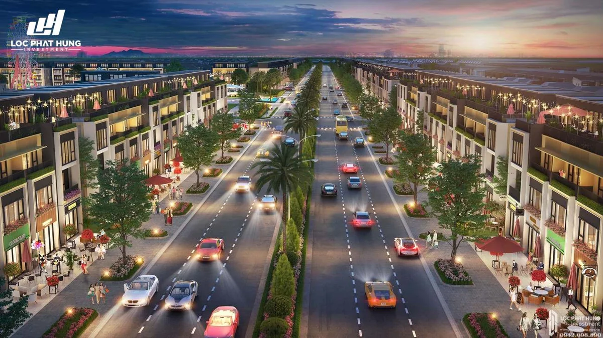 Hình ảnh thực tế dãy shophouse đại lộ thương mại hoàn thiện tại Gem Sky World