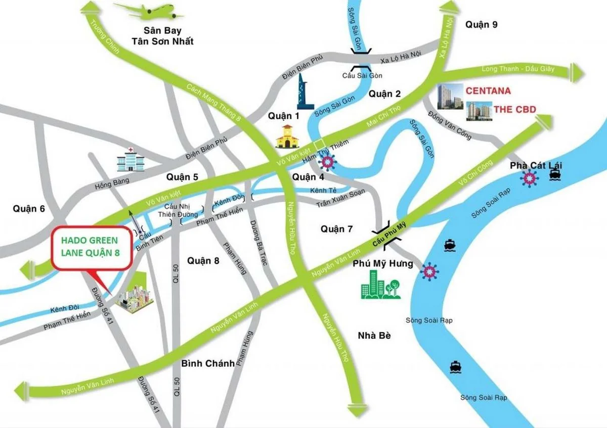 Khu căn hộ Hado Green Lane Phạm Thế Hiển Quận 8 Hà Đô Group - Khu vực bếp thông minh kết nối linh hoạt bàn ăn gia đình