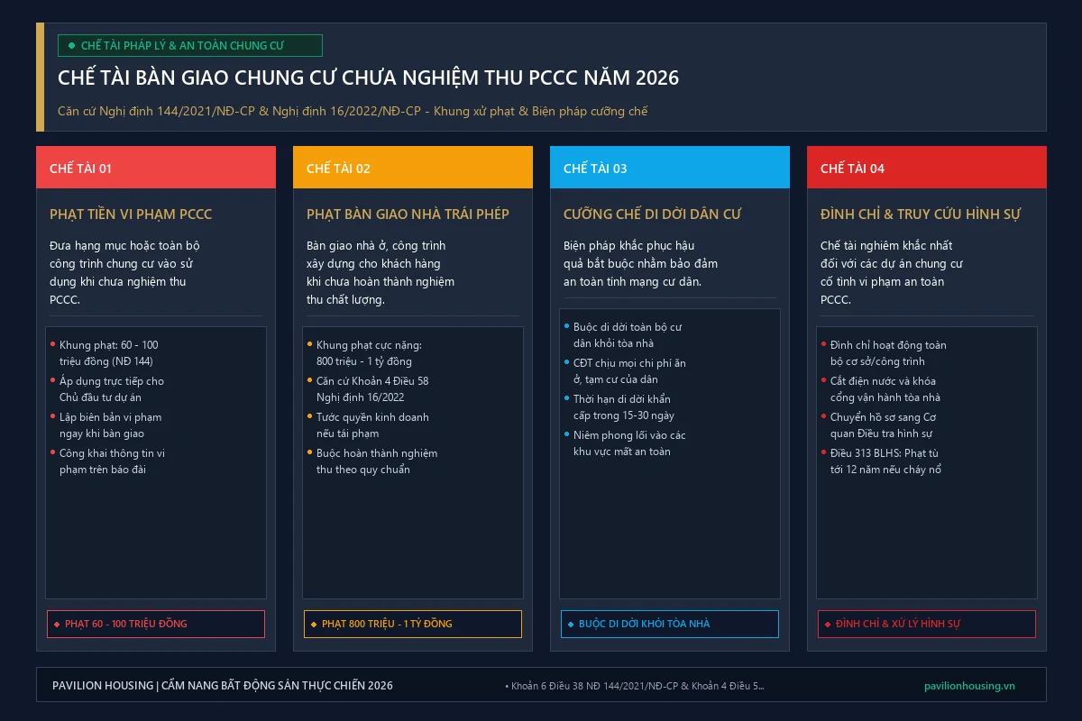 Khung xử phạt chủ đầu tư bàn giao căn hộ chung cư chưa nghiệm thu PCCC năm 2026