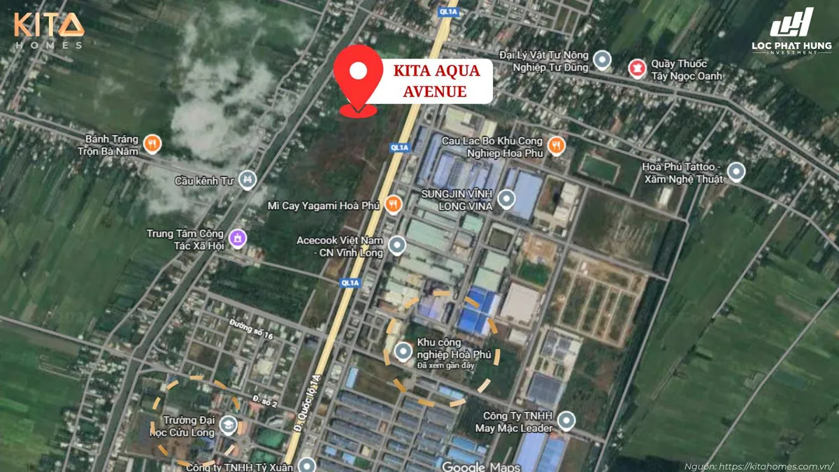 Bản đồ vị trí kết nối giao thông huyết mạch dự án Kita Aqua Avenue Vĩnh Long Bản đồ vị trí kết nối giao thông huyết mạch dự án Kita Aqua Avenue Vĩnh Long