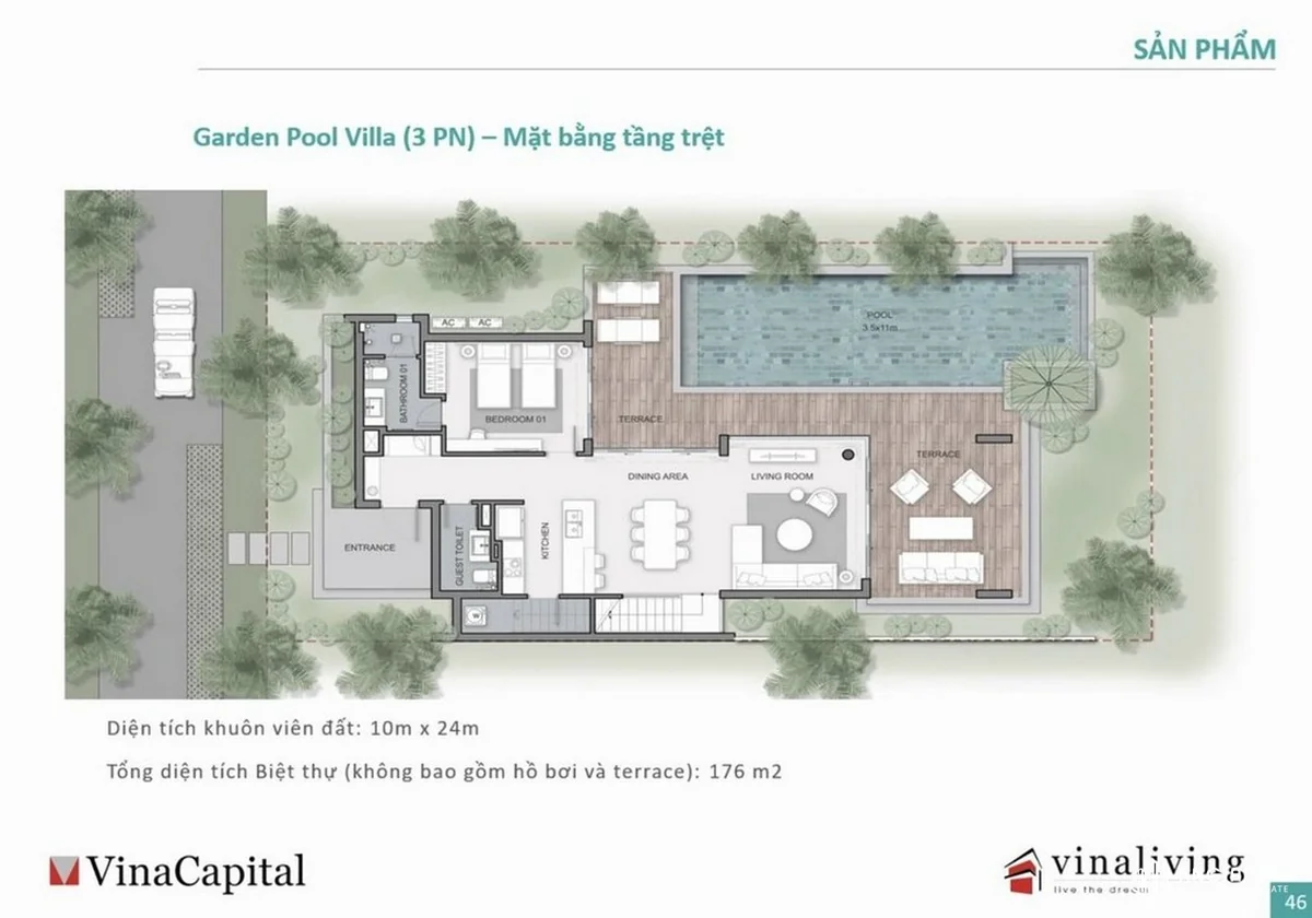 Khuôn viên sân vườn nhiệt đới và hồ bơi riêng biệt lập tại Maia Resort Quy Nhơn