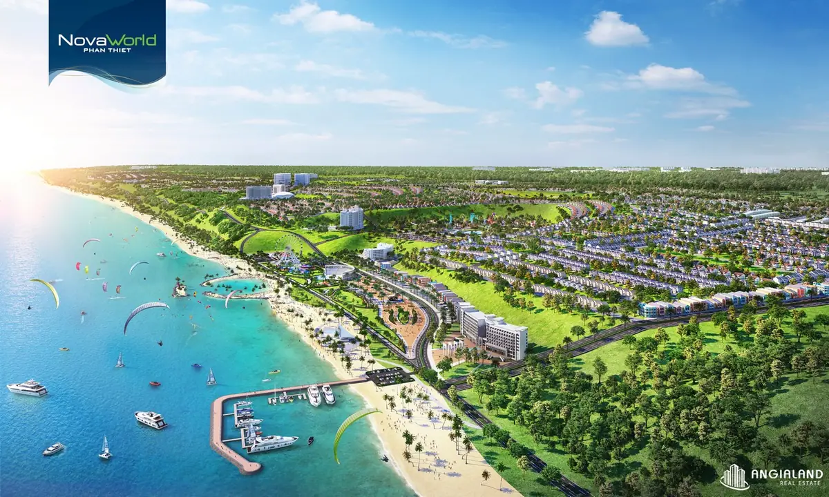 Phối cảnh tổng thể các phân khu trải dài bờ biển Novaworld Phan Thiết