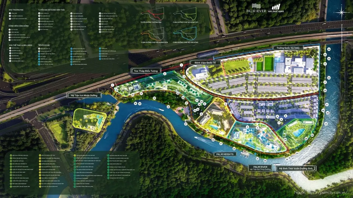 Góc nhìn công viên bờ sông trải dài thoáng mát tại dự án căn hộ Palm River Góc nhìn công viên bờ sông trải dài thoáng mát tại dự án căn hộ Palm River