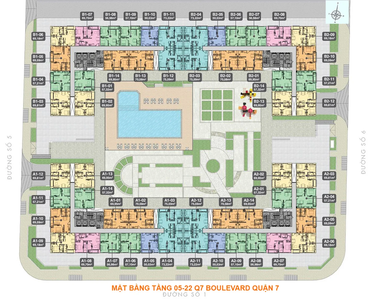 Dự án căn hộ Q7 Boulevard Nguyễn Lương Bằng nối dài Quận 7 Hưng Thịnh - Kiến trúc căn hộ tiêu chuẩn với ban công kính thoáng rộng