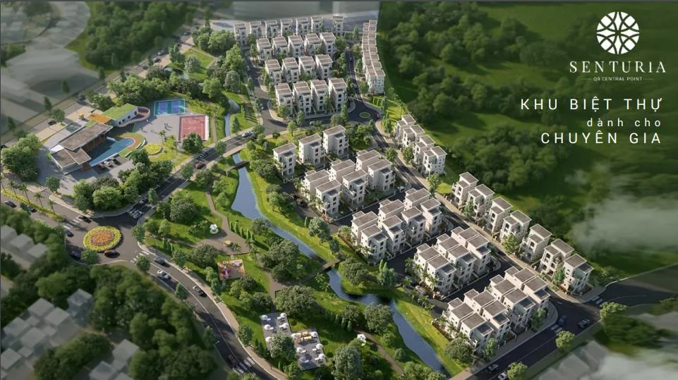 Phối cảnh tổng thể khu biệt thự sinh thái Senturia Central Point Khu Công Nghệ Cao