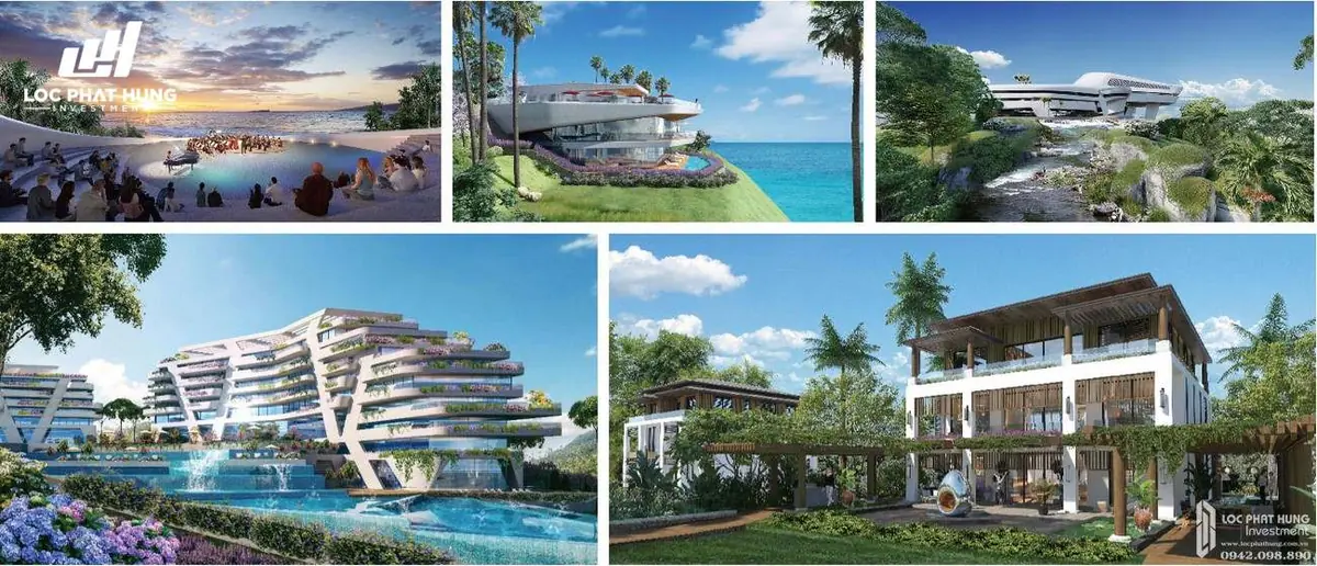 Phối cảnh quần thể biệt thự đồi giật cấp view biển Sunshine Heritage Mũi Né