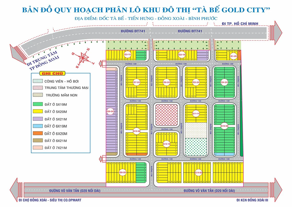 Tuyến phố thương mại sầm uất sáng đèn ban đêm tại Tà Bế Gold City Đồng Xoài