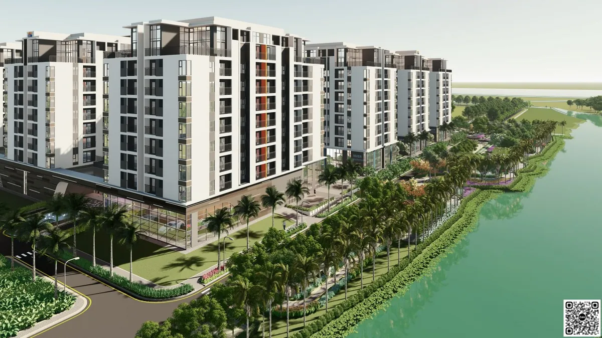 Hồ bơi tràn bờ công viên ven sông và quảng trường ánh sáng nội khu